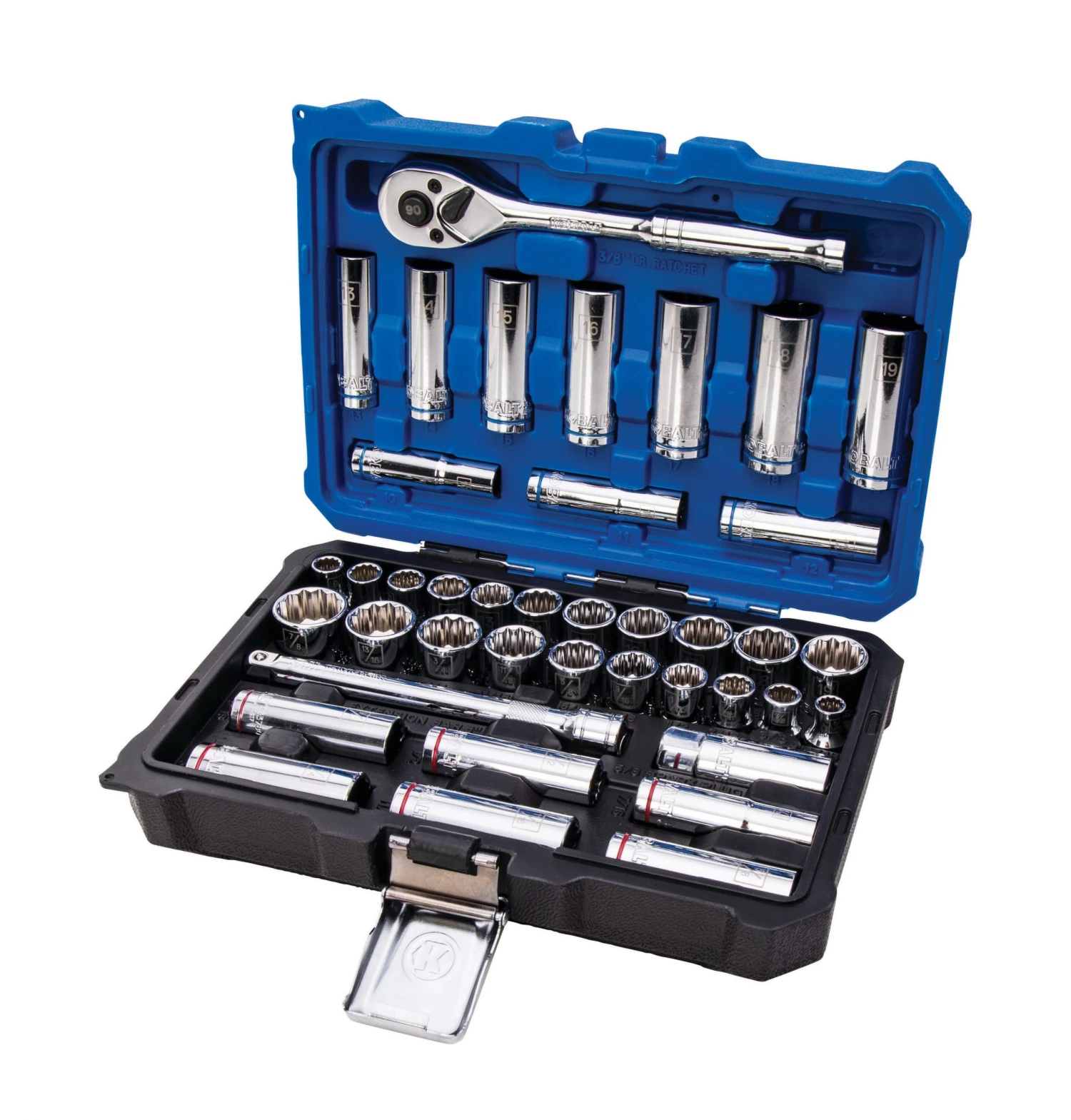 Kobalt Set Chrome 40-Piece (3/8-In) Mechanic Standard (Sae) Metric Combination Polished 4 Kobalt Set Chrome 40-Piece (3/8-In) Mechanic Standard (Sae) Metric Combination Polished - Image 2