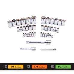 Kobalt Set Chrome 64-Piece 1/2-In;) (1/4-In; 3/8-In; Mechanic Standard (Sae) Metric Combination Polished -Default Template 7 10409014