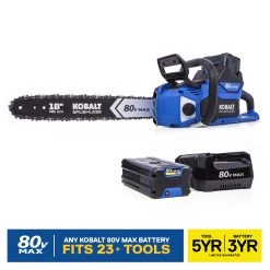 Kobalt Charger Chainsaw 5 Ah Max 18-In 80-Volt Electric Included) Brushles Cordles