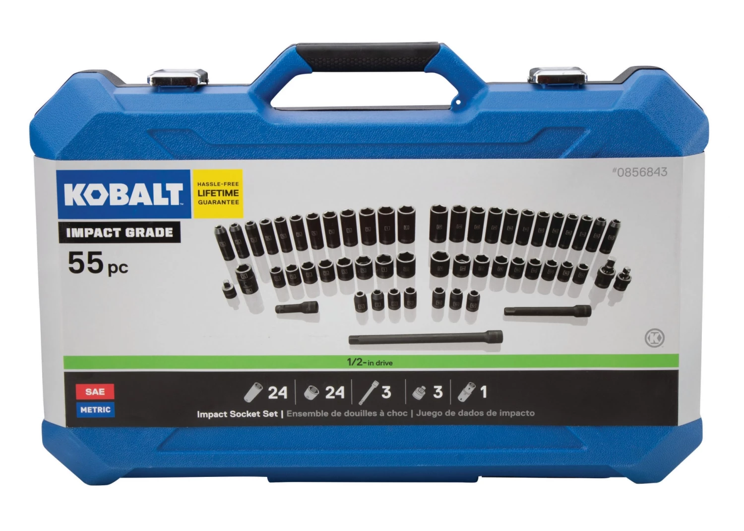 Kobalt Set Impact Socket Drive 55-Piece 6-Point 1/2-In (Sae) Metric Standard Combination 9 Kobalt Set Impact Socket Drive 55-Piece 6-Point 1/2-In (Sae) Metric Standard Combination - Image 7