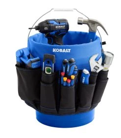 Kobalt Tool Bucket Bag Organizer Polyester 12-In 5-Gallon Blue Black