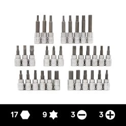 Hex; Kobalt Phillips; Torx; Set Driver Drive Socket Bit 3/8-In 42-Piece Standard (Sae) Metric Flathead Combination -Default Template 7 42143243