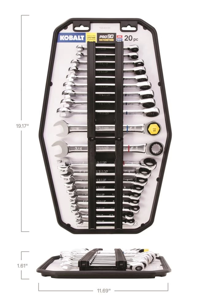 Kobalt Set Tray Ratchet Wrench 20-Piece 12-Point Standard (Sae) Metric Rail Combination Removable 13 Kobalt Set Tray Ratchet Wrench 20-Piece 12-Point Standard (Sae) Metric Rail Combination Removable - Image 11
