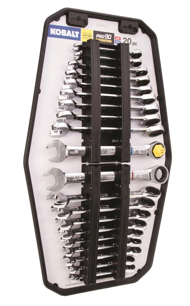 Kobalt Set Tray Ratchet Wrench 20-Piece 12-Point Standard (Sae) Metric Rail Combination Removable 6 Kobalt Set Tray Ratchet Wrench 20-Piece 12-Point Standard (Sae) Metric Rail Combination Removable - Image 4