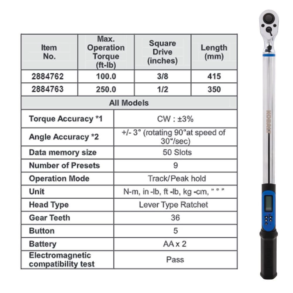 Kobalt Wrench Lb) 1/2-In Lb 250-Ft (12.5-Ft Digital Drive Torque 9 Kobalt Wrench Lb) 1/2-In Lb 250-Ft (12.5-Ft Digital Drive Torque - Image 7
