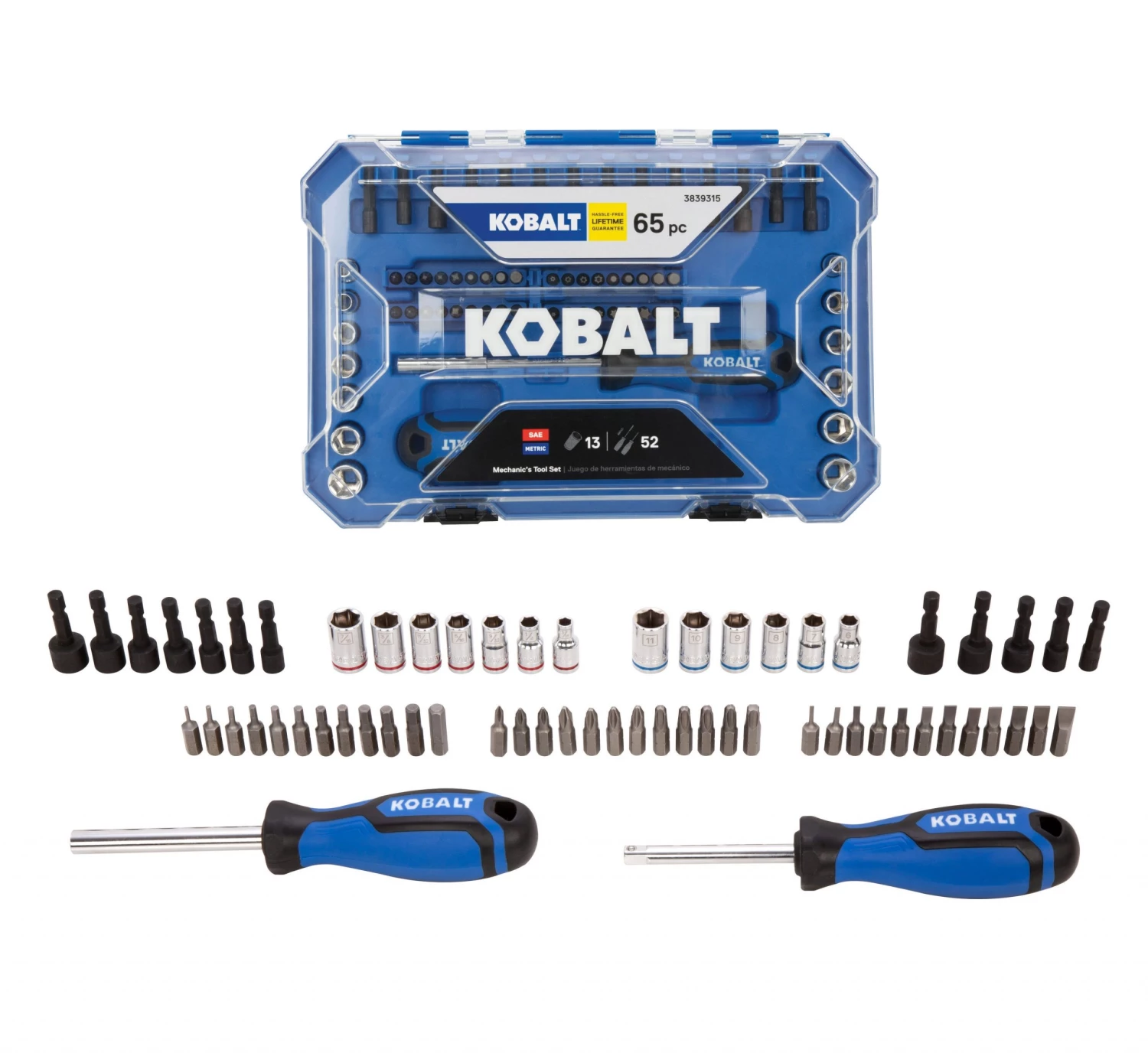Kobalt Set Chrome 65-Piece Mechanic Standard (Sae) Metric Combination Polished 3 Kobalt Set Chrome 65-Piece Mechanic Standard (Sae) Metric Combination Polished